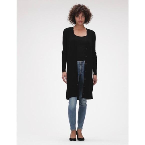 Banana Republic Sweaters - Banana Republic Ribbed Duster Long Cardigan Black Retail $119 Size XS Petite